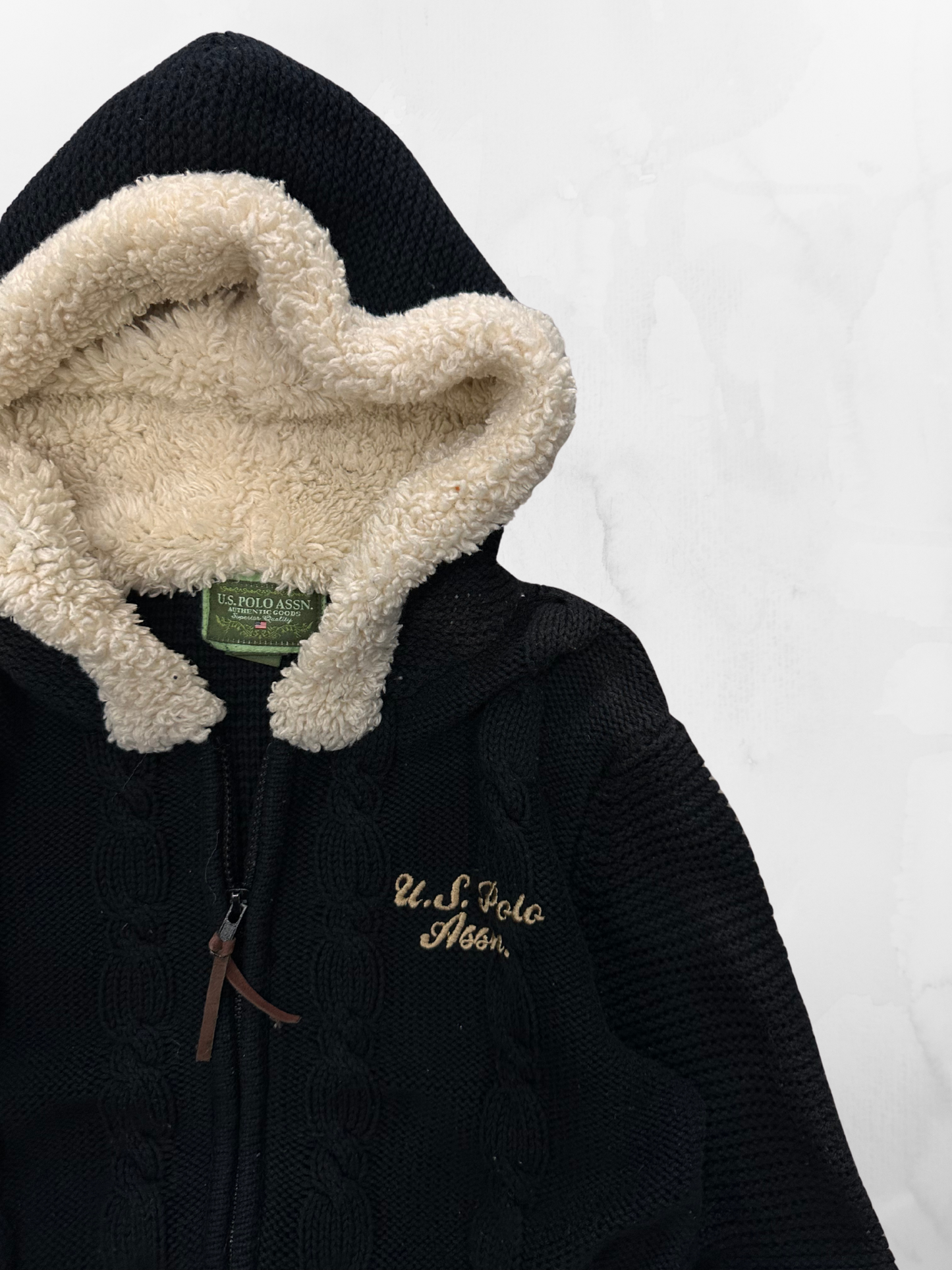 Women’s U.S. Polo Assn. 00s Black Knit Zip Up Jacket (S)