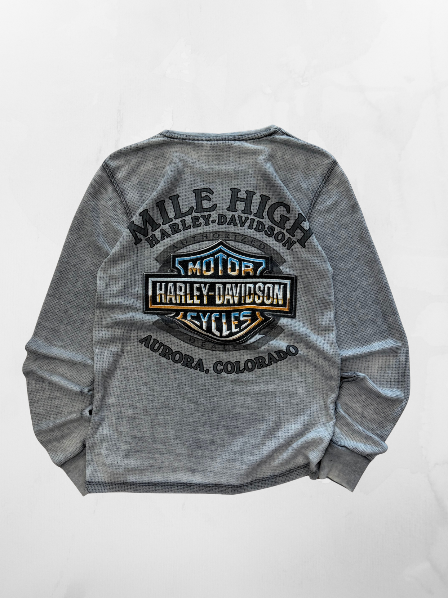 Harley Davidson 00s Grey Thermal Longsleeve (S)