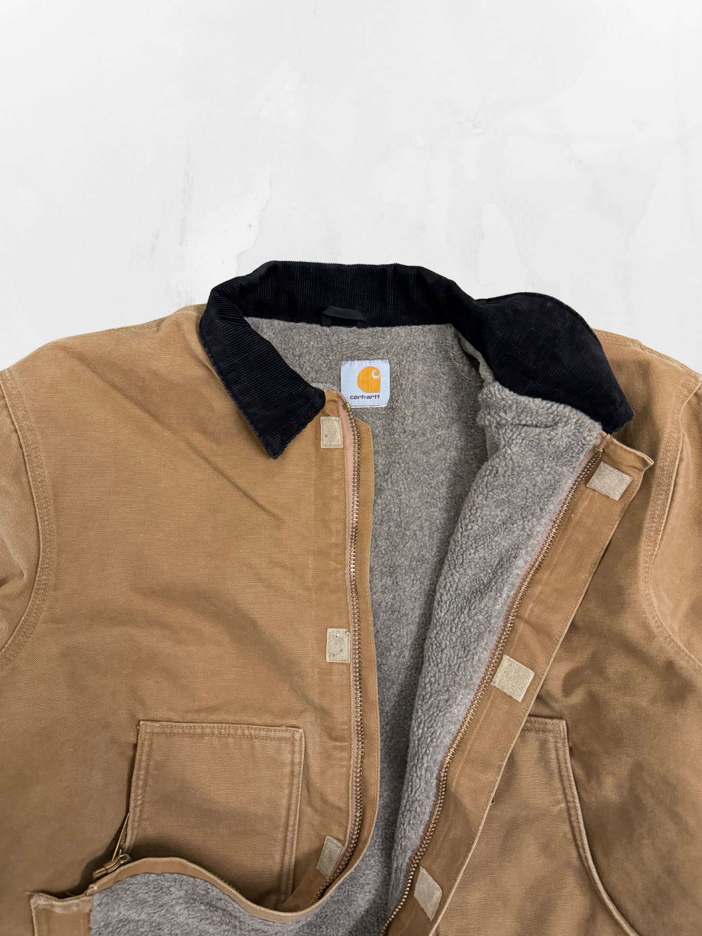 Carhartt Sherpa Workwear 00s Khaki Zip Up Jacket (XL)