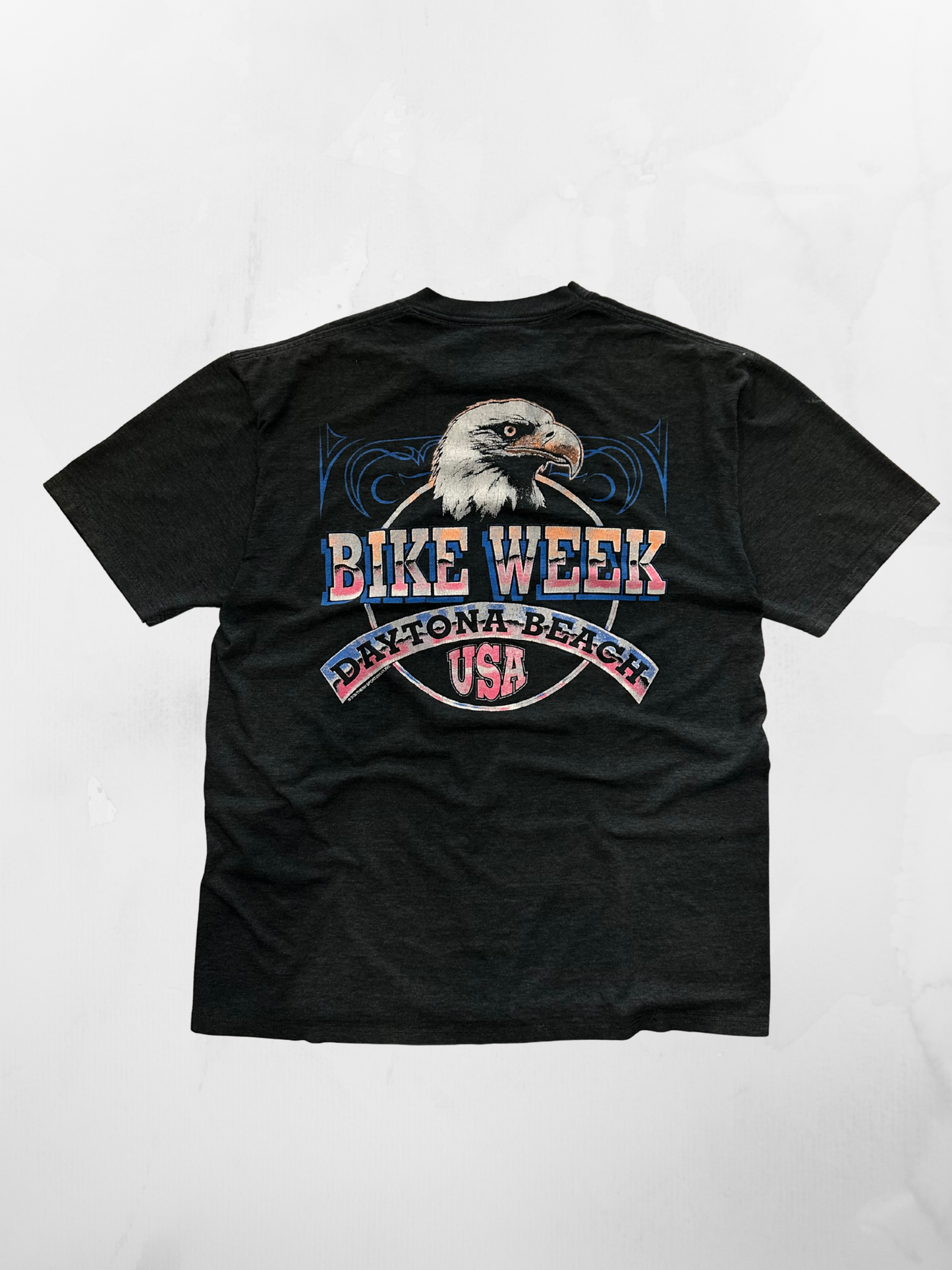 Daytona Beach Bike Week 90s Faded Black T-shirt (L)