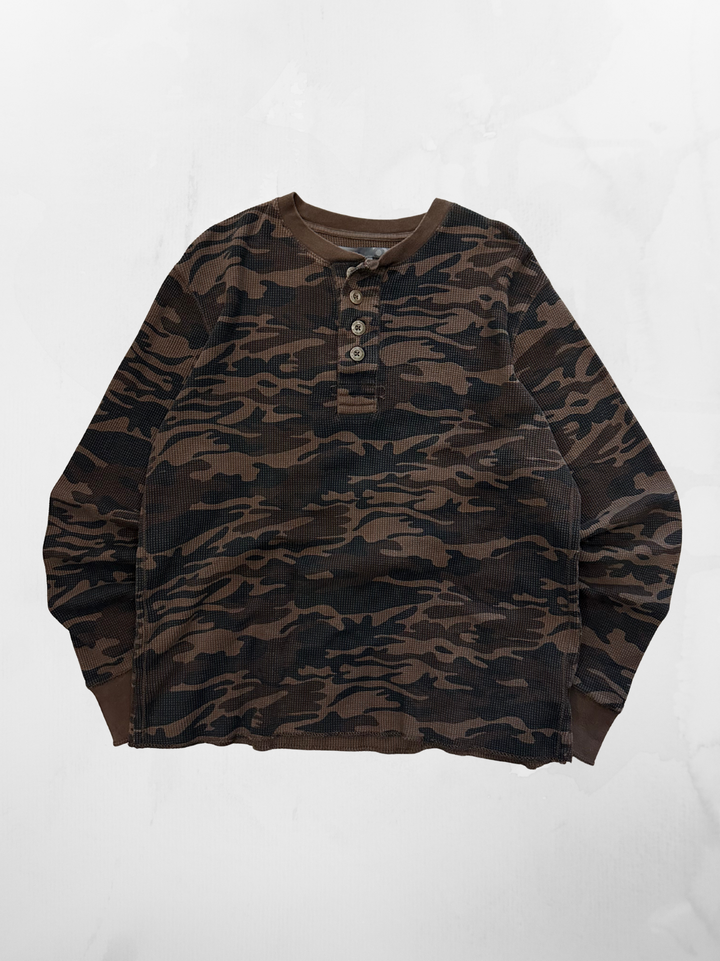 Old Navy 00s Brown Camo Longsleeve Thermal (XL)
