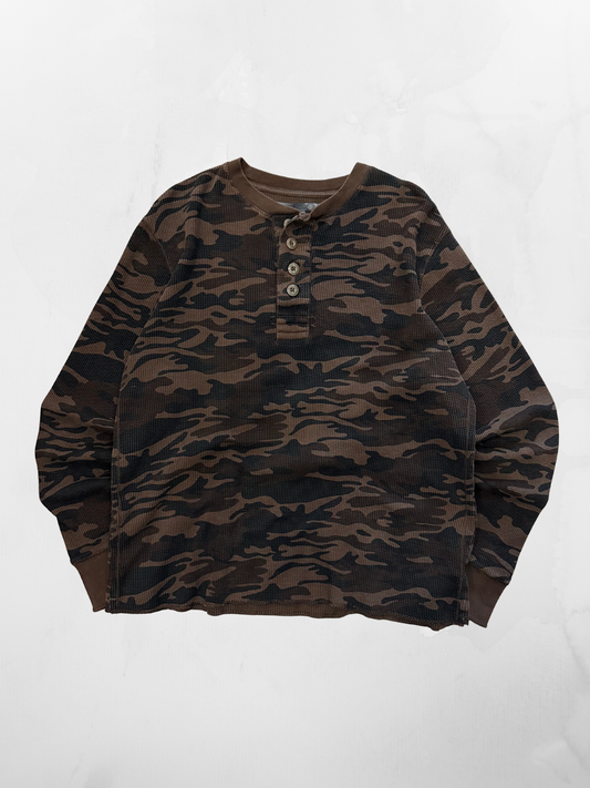 Old Navy 00s Brown Camo Longsleeve Thermal (XL)
