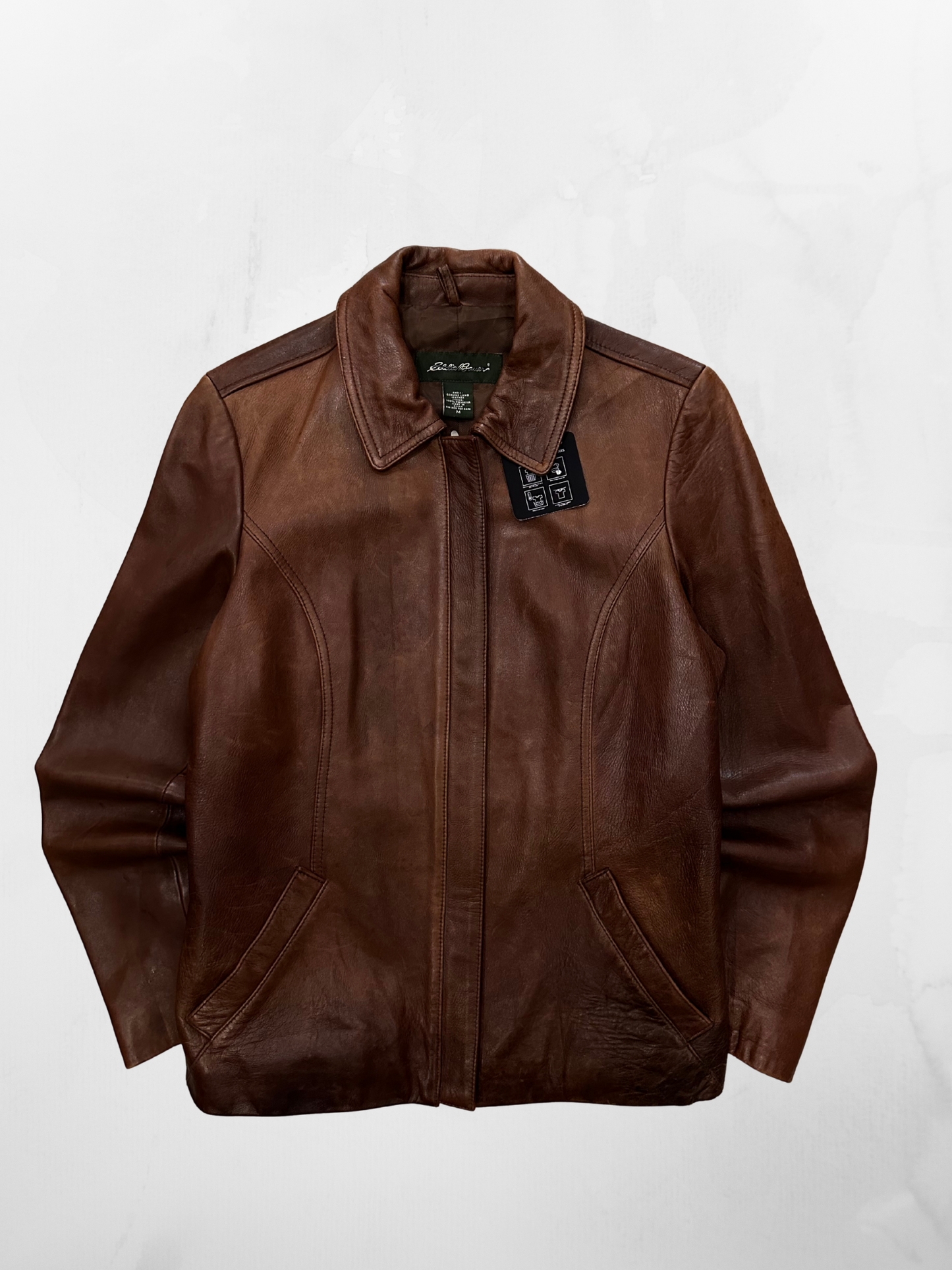 Women’s Eddie Bauer 00s Brown Zip Up Leather Jacket (M)