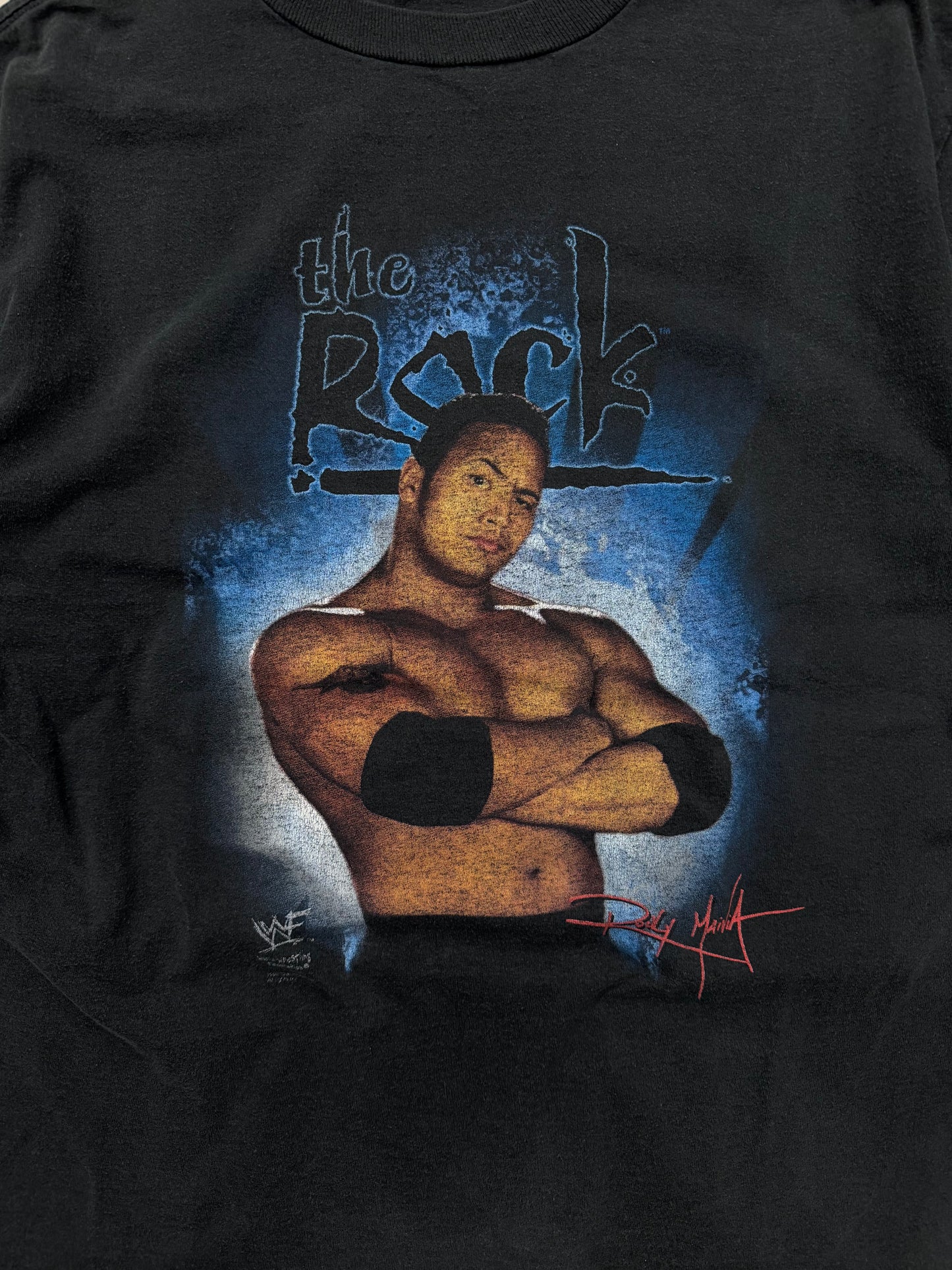 WWF The Rock Wrestling Promo 90s Black T-shirt (L)