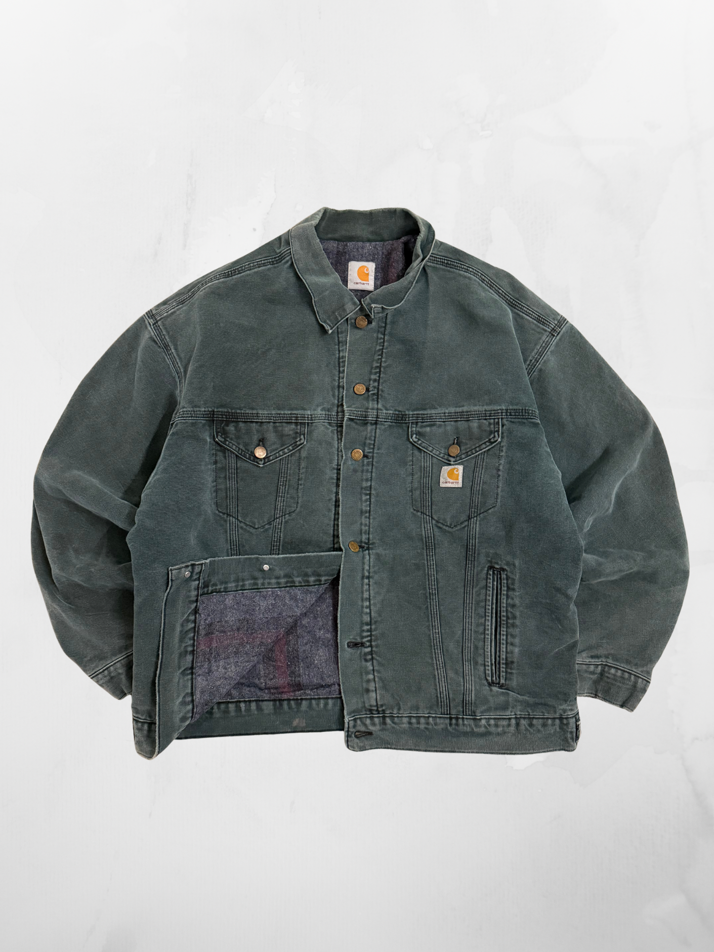 Carhartt Blanket Lined Teal Button Up Jacket (XXL)