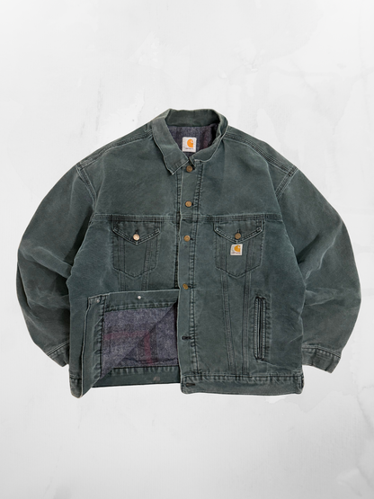 Carhartt Blanket Lined Teal Button Up Jacket (XXL)