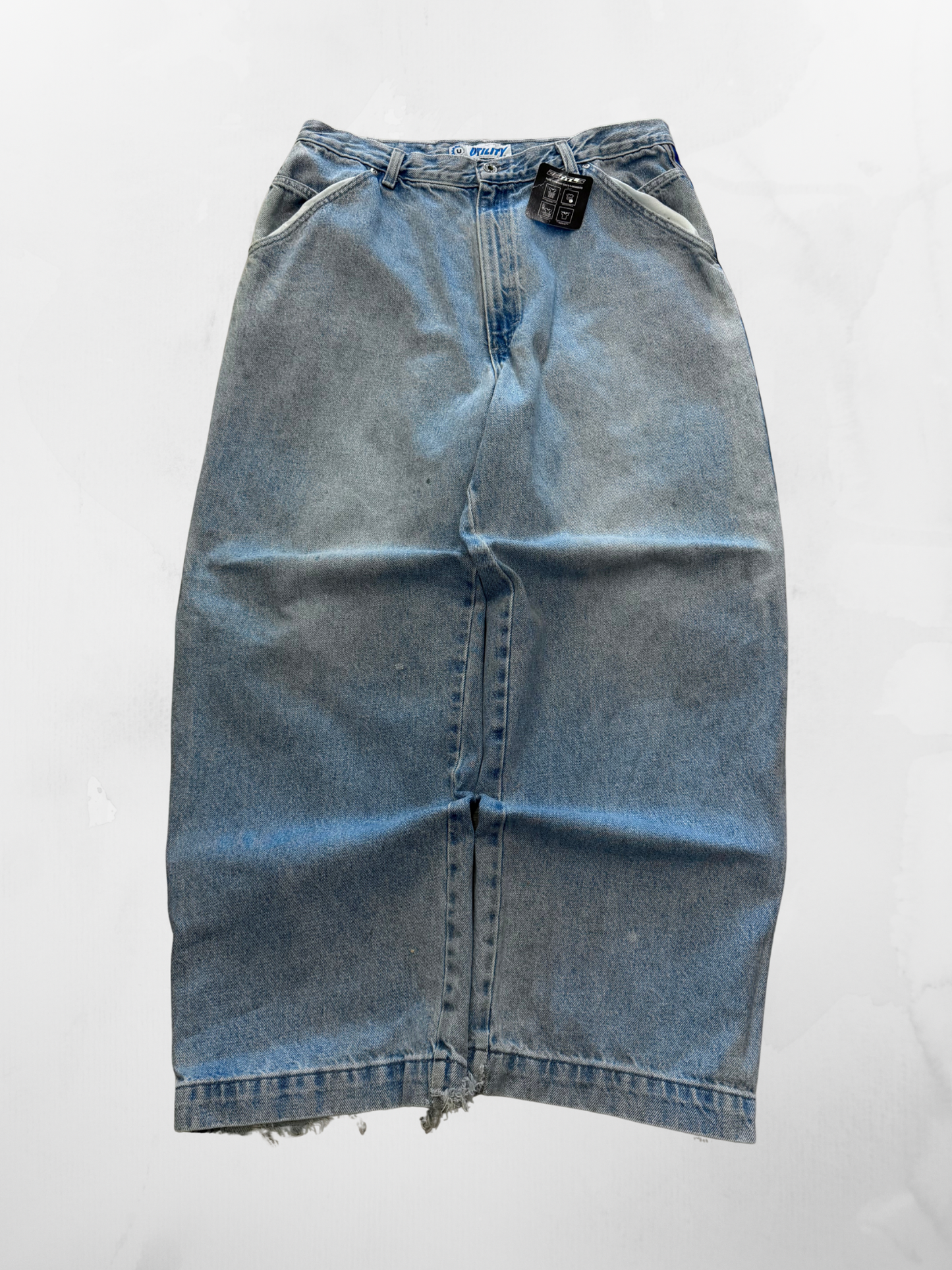 Utility Stripped Y2K Baggy Blue Jeans (36”)