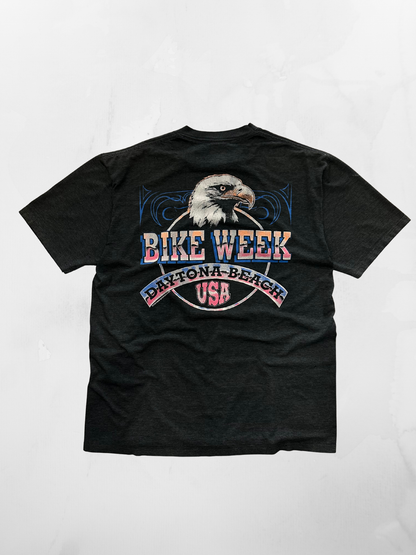 Daytona Beach Bike Week 90s Faded Black T-shirt (L)
