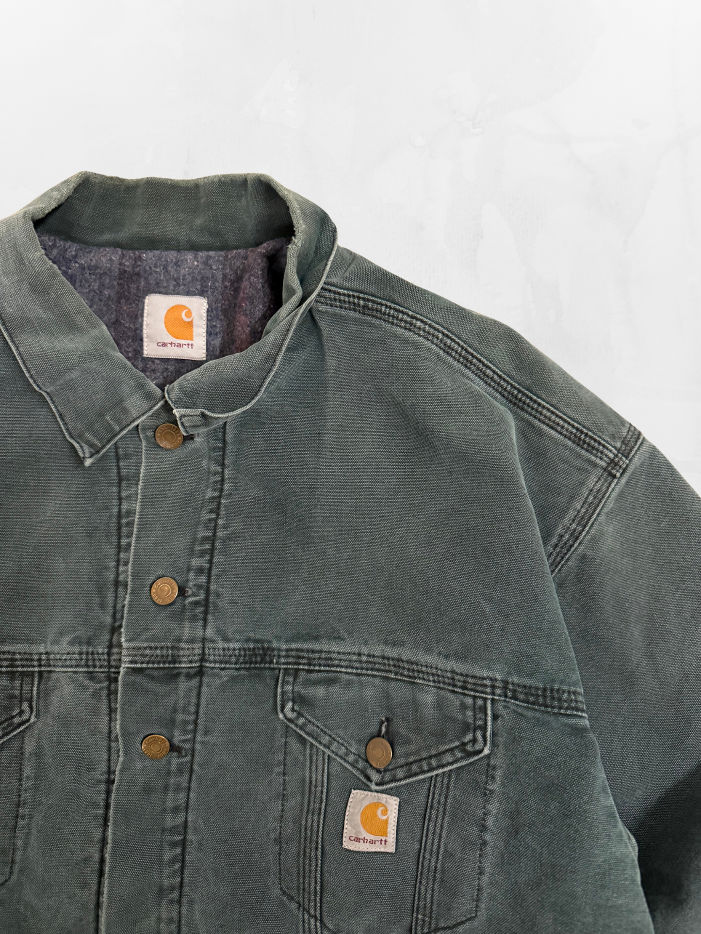Carhartt Blanket Lined Teal Button Up Jacket (XXL)