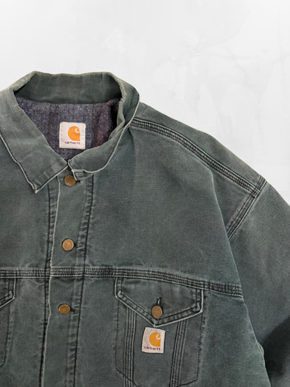 Carhartt Blanket Lined Teal Button Up Jacket (XXL)