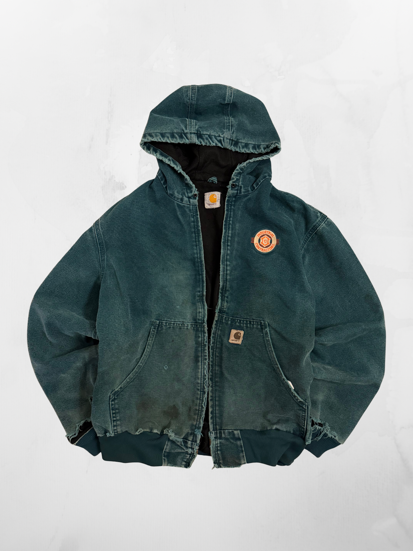 Carhartt Workwear Distressed Teal Zip Up Jacket (L)