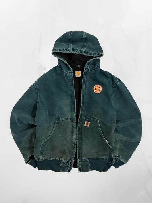 Carhartt Workwear Distressed Teal Zip Up Jacket (L)