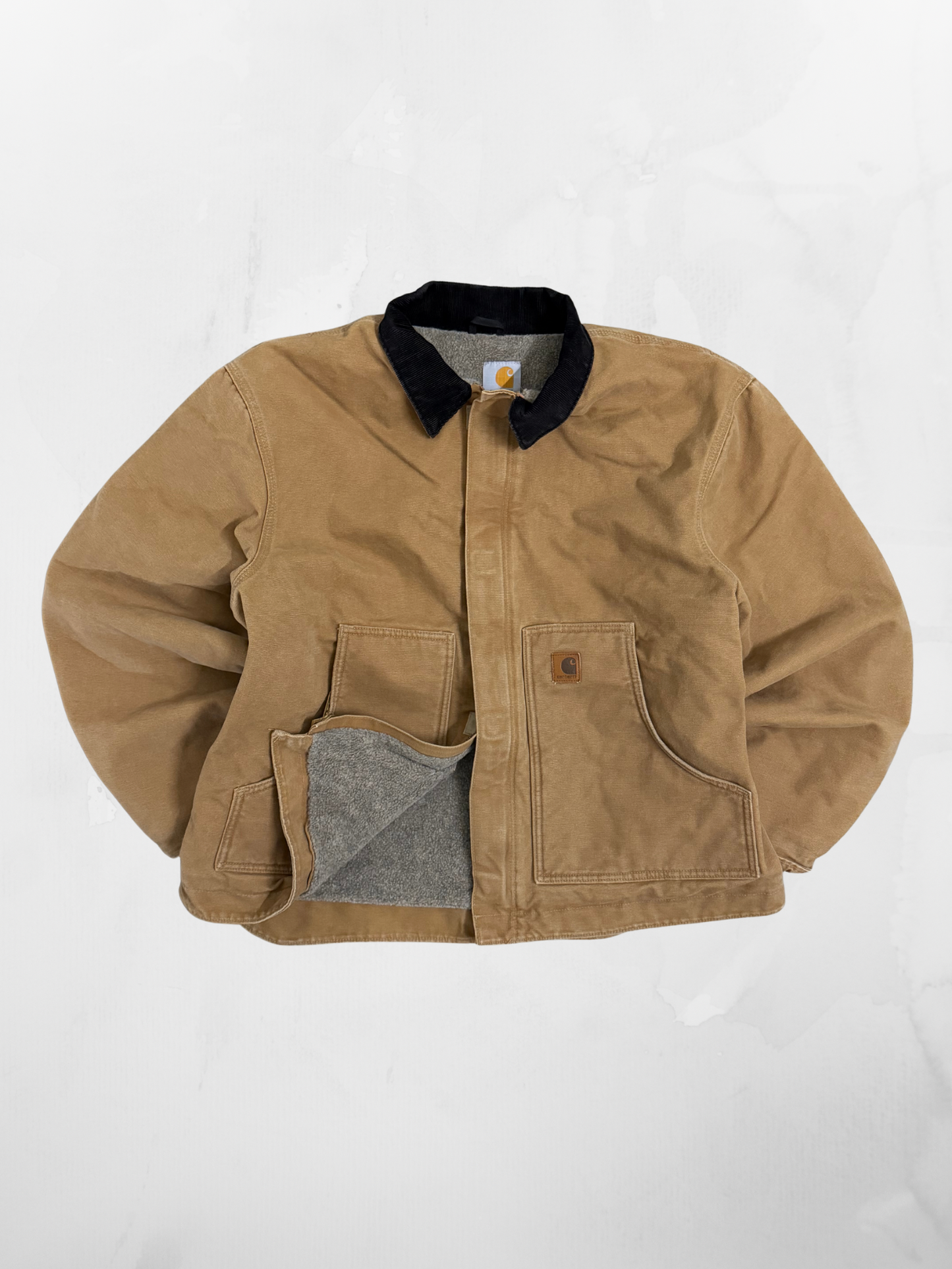 Carhartt Sherpa Workwear 00s Khaki Zip Up Jacket (XL)