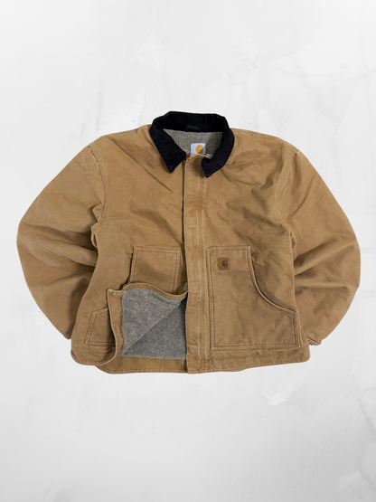 Carhartt Sherpa Workwear 00s Khaki Zip Up Jacket (XL)