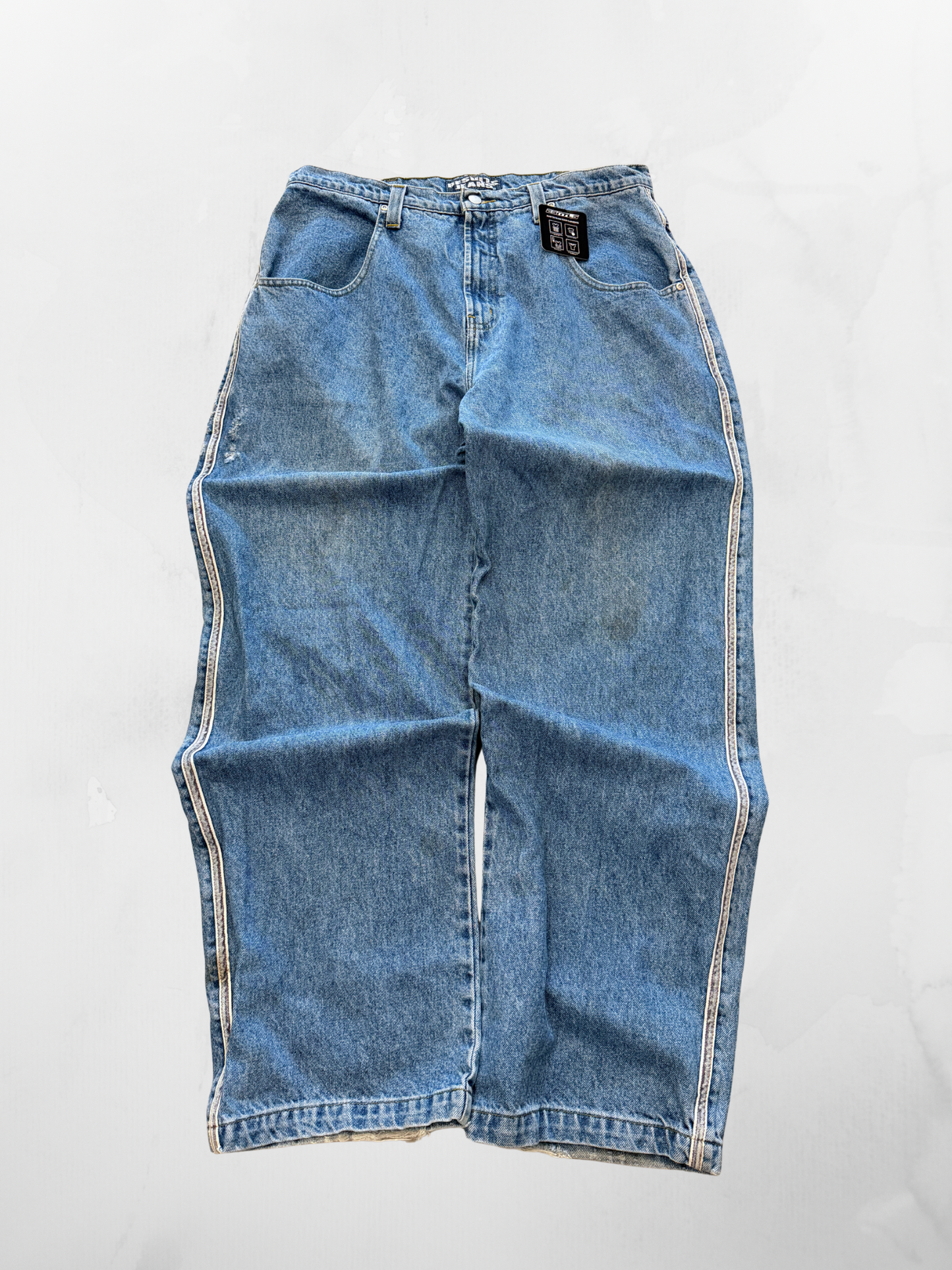Results Stripped Y2K Baggy Blue Jeans (36”)
