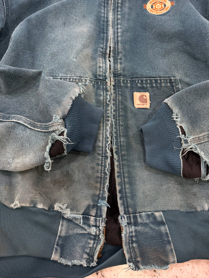 Carhartt Workwear Distressed Teal Zip Up Jacket (L)