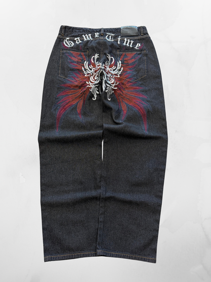 Game Time Y2K Baggy Black Jeans (34”)