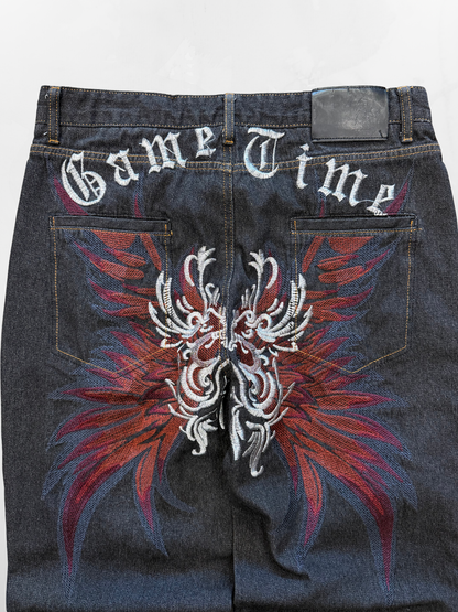 Game Time Y2K Baggy Black Jeans (34”)